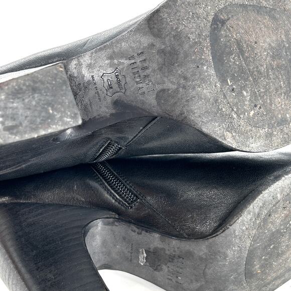 Stuart Weitzman Zip Leather Ankle Booties 9 Boots Heel Academia Office Boho - Picture 7 of 7